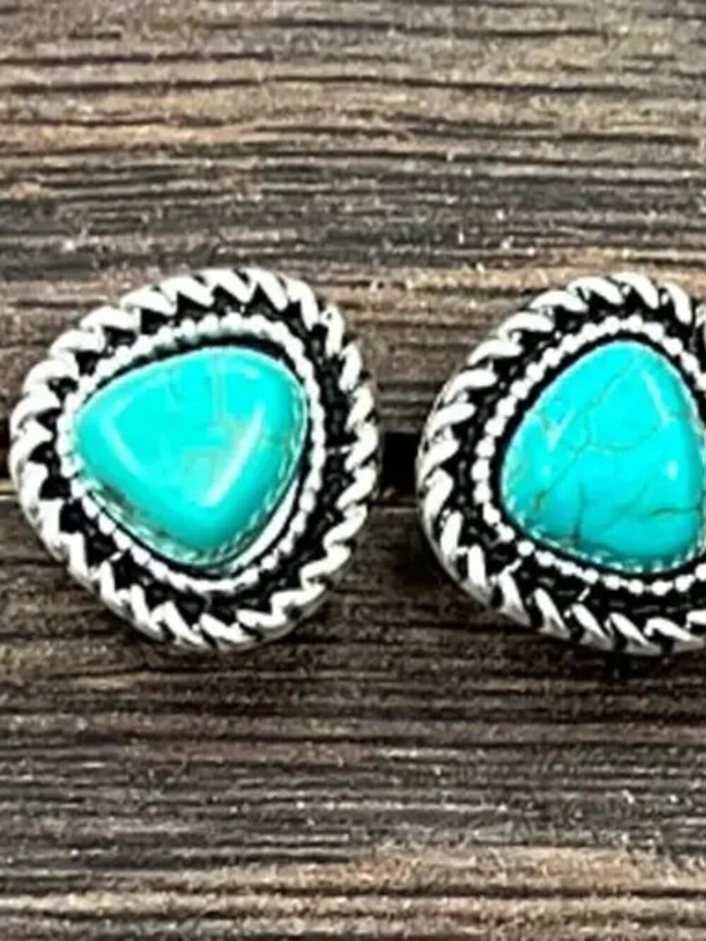 Turquoise Stud Earrings Western Boho Rodeo Navajo Style Silver Post Earrings